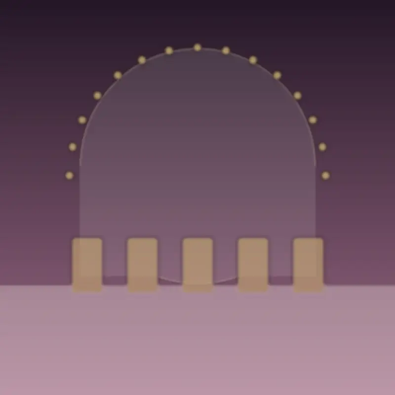 Arched vanity mirror with warm lighting